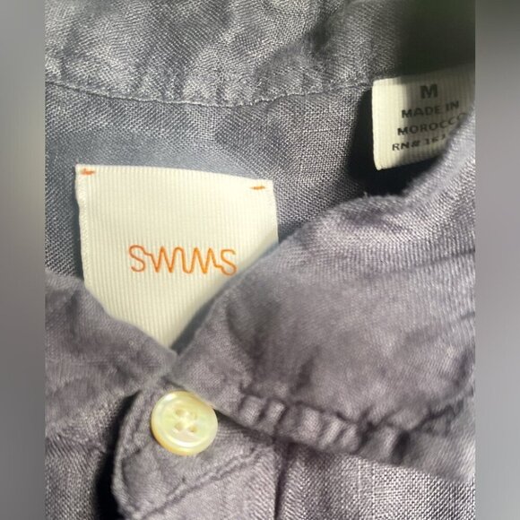 Swims Amalfi blue lightweight linen button down Trendy Style long sleeve shirt M - Picture 4 of 5